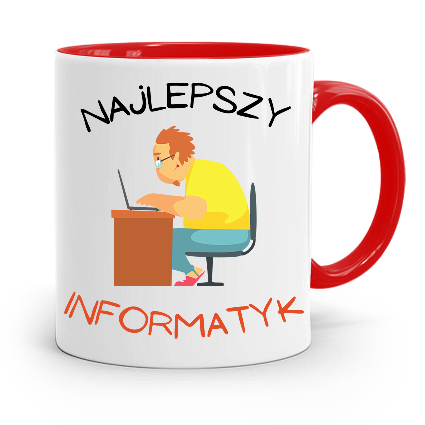 Kubek Czerwony Informatyka Programisty Prezent Z Nadrukiem Ze Zdjęciem