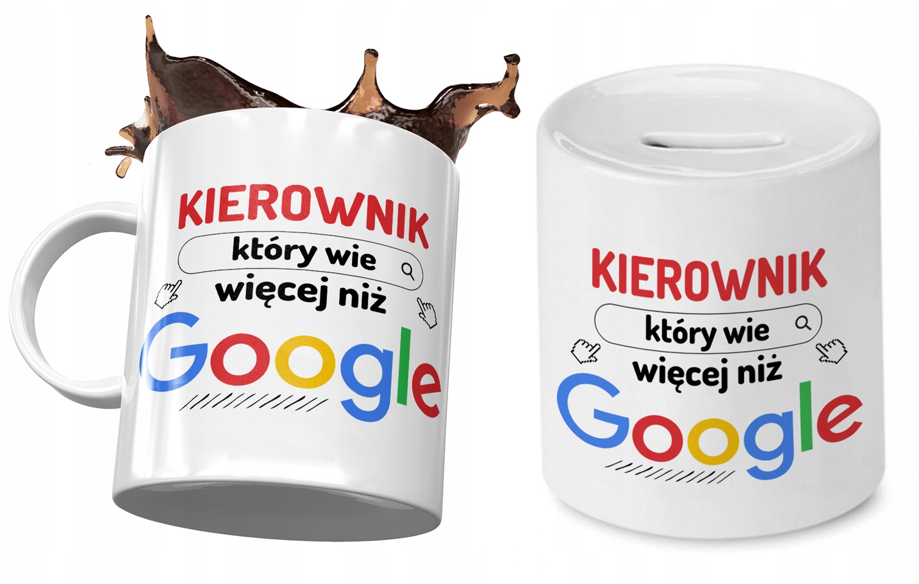 Dla Kierownika Zestaw Kubek + Skarbonka Na Prezent Z Nadrukiem Ze Zdjęciem