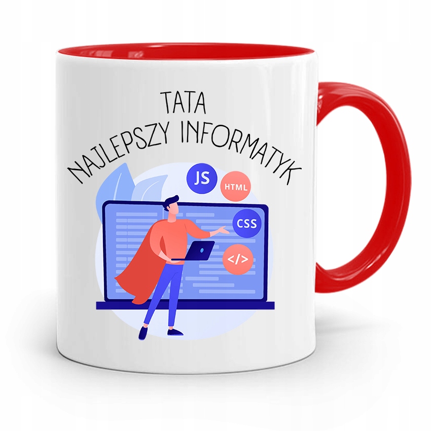 Kubek Czerwony Dla Taty Ojca Najlepszy Informatyk Z Nadrukiem Ze Zdjęciem
