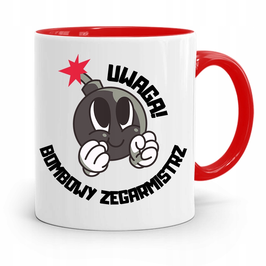 Kubek Czerwony Zegarmistrza Bobmowy Zegarmistrz Z Nadrukiem Ze Zdjęciem