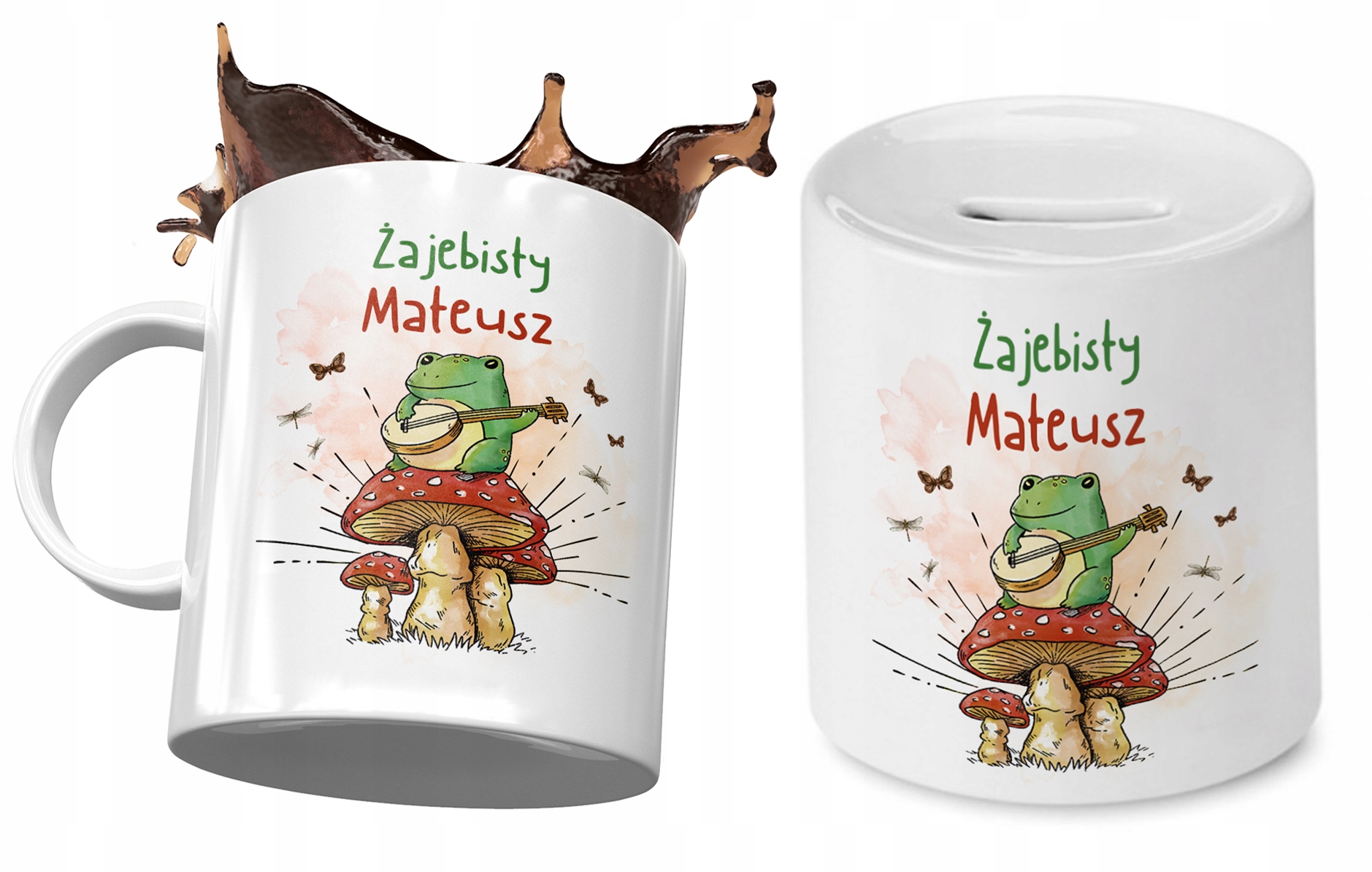 Dla Mateusza Zestaw Kubek + Skarbonka Na Prezent Z Nadrukiem Ze Zdjęciem