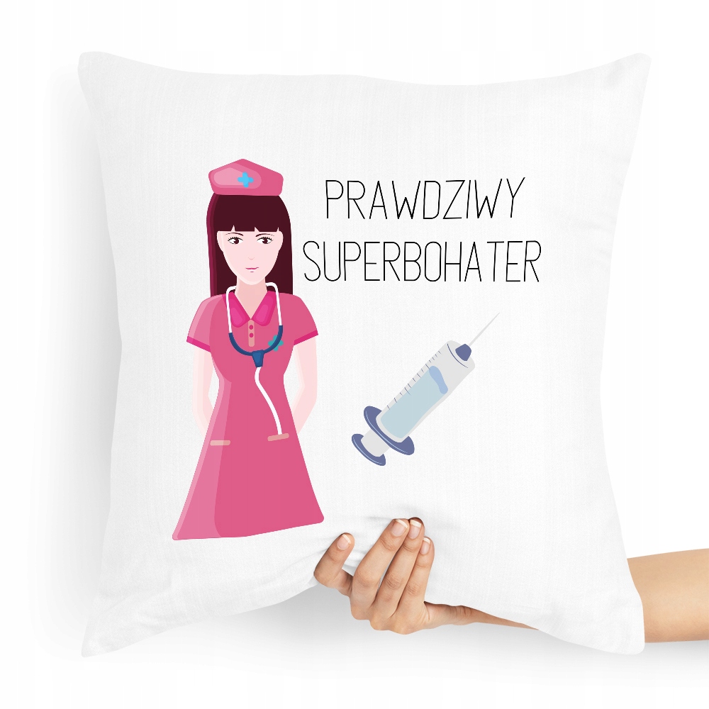 Poduszka Dla Pielęgniarki Prawdziwy Superbochater Z Nadrukiem Ze Zdjęciem