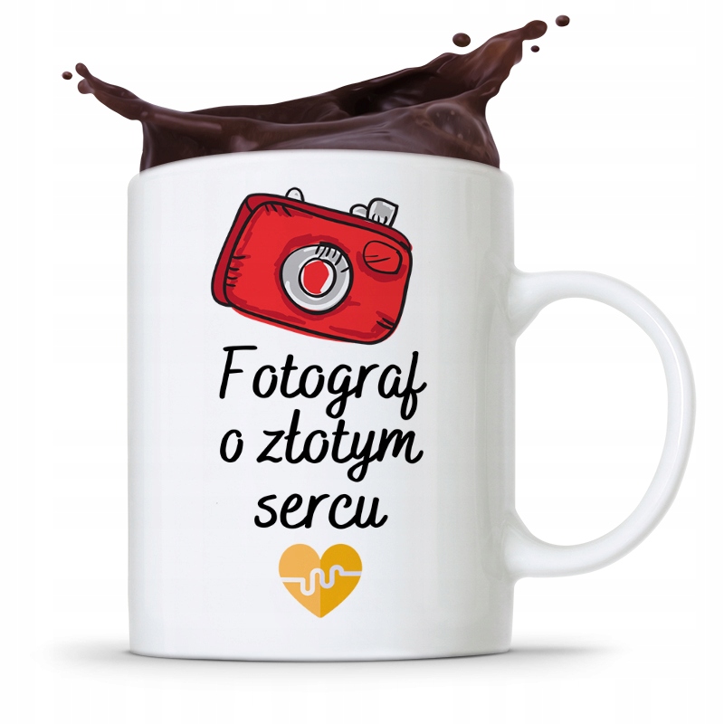 Kubek Dla Fotografa Fotograf O Złotym Sercu Z Nadrukiem Ze Zdjęciem