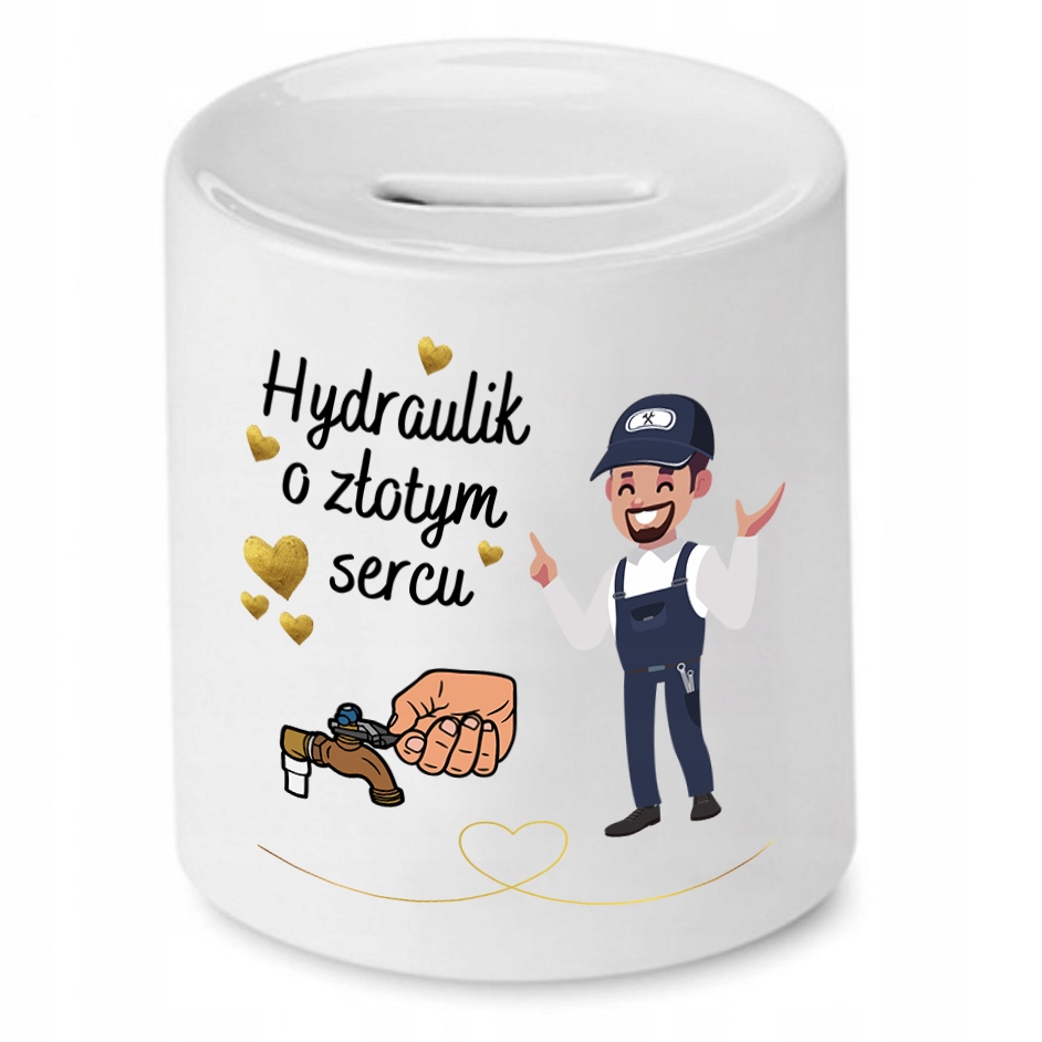 Skarbonka Dla Hydraulika O Złotym Sercu Prezent Z Nadrukiem Ze Zdjęciem Z N
