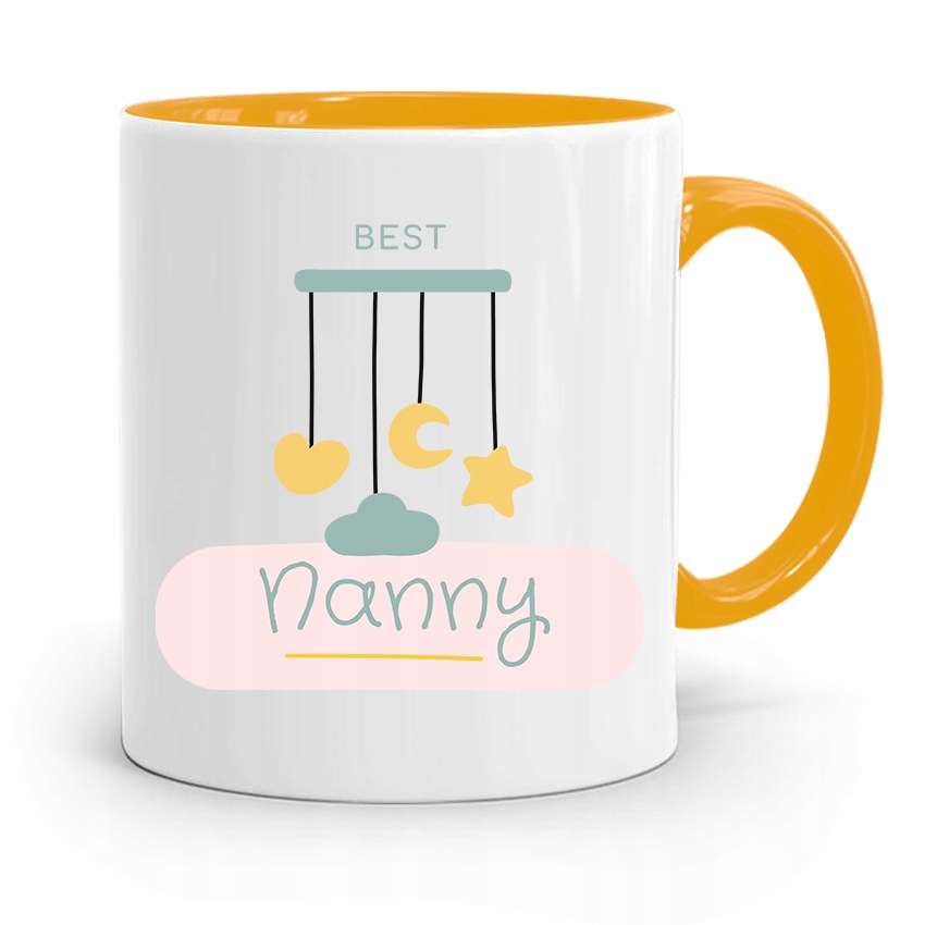 Dla Niani Opiekunki Kubek Żółty Na Prezent Z Nadrukiem Ze Zdjęciem