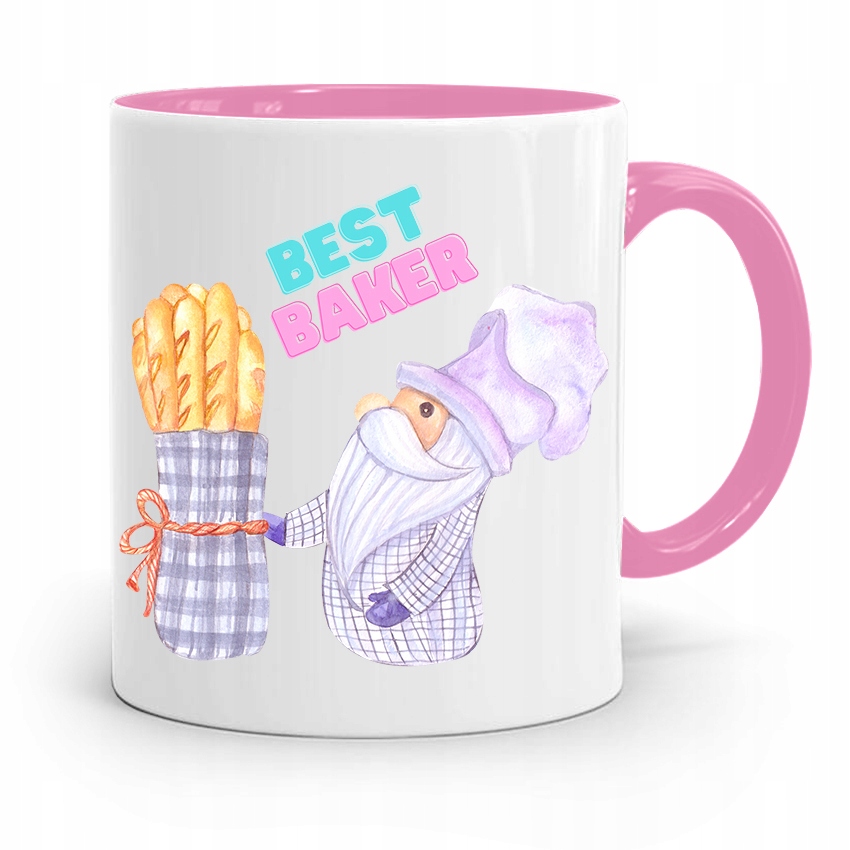 Kubek Różowy Dla Piekarza Best Baker Prezent Z Nadrukiem Ze Zdjęciem
