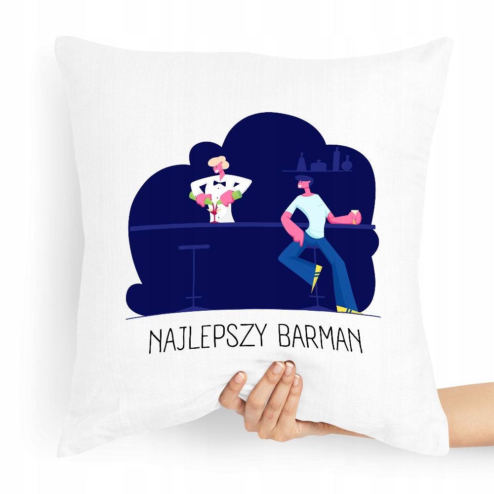 Poduszka Prezent Dla Barmana Najlepszy Barman Z Nadrukiem Ze Zdjęciem