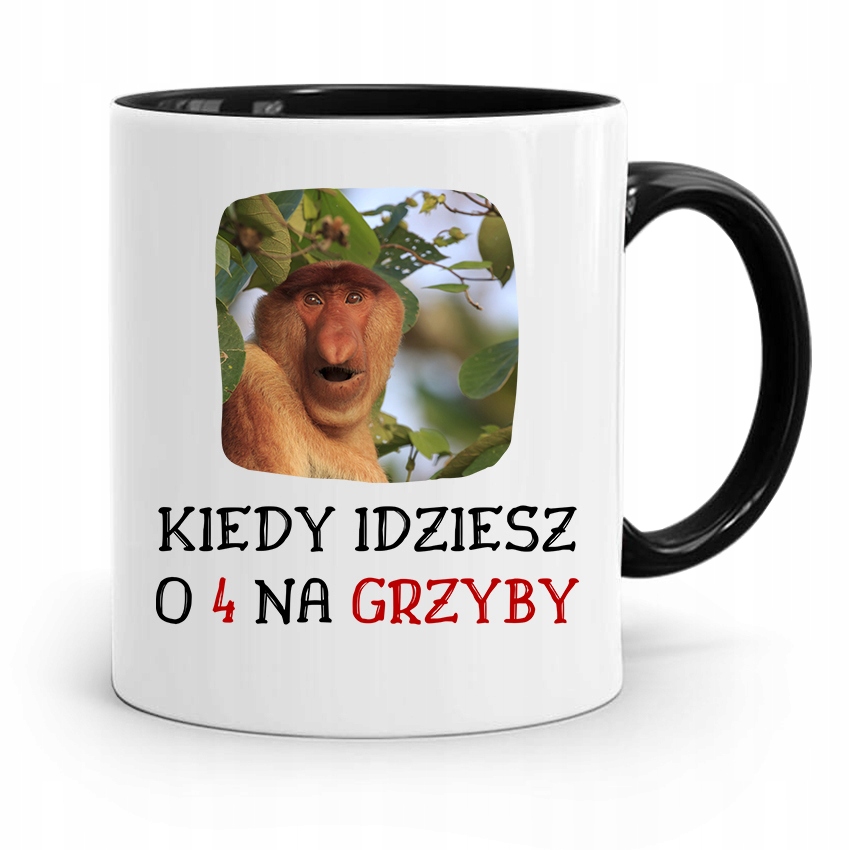 Kubek Czarny Nosacz Janusz O 4 Na Grzyby Prezent Z Nadrukiem Ze Zdjęciem