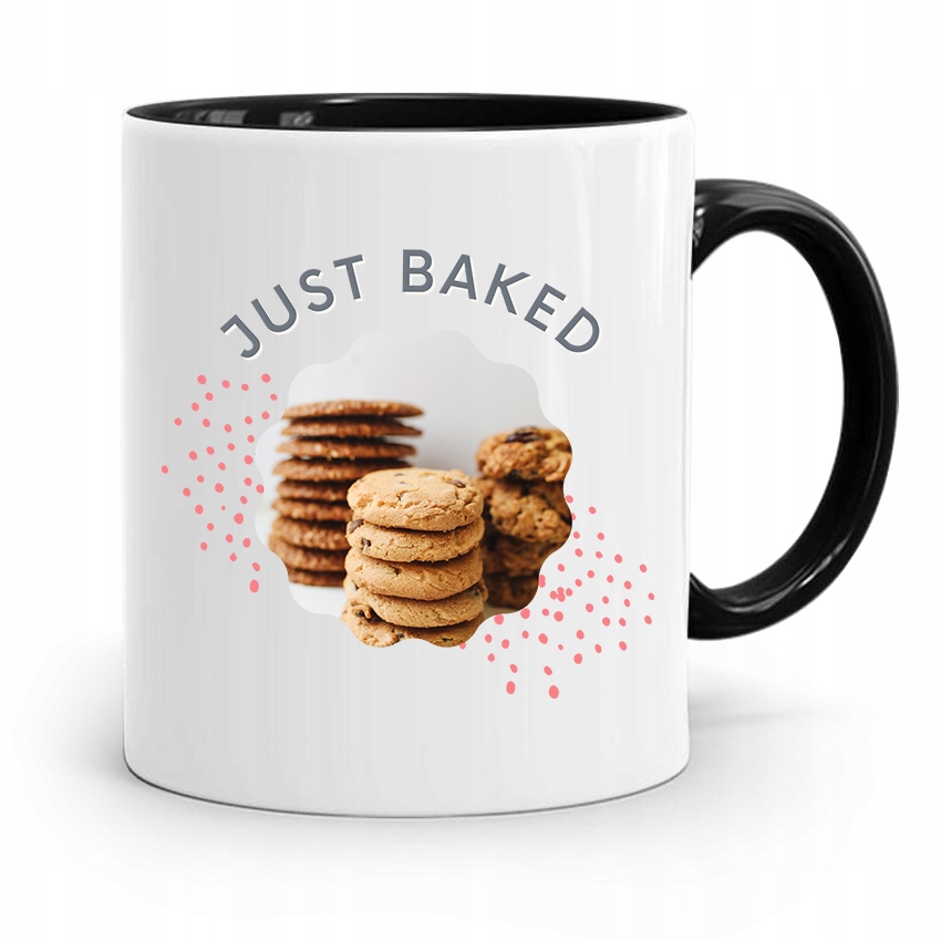 Kubek Czarny Prezent Dla Piekarza Just Baked Z Nadrukiem Ze Zdjęciem