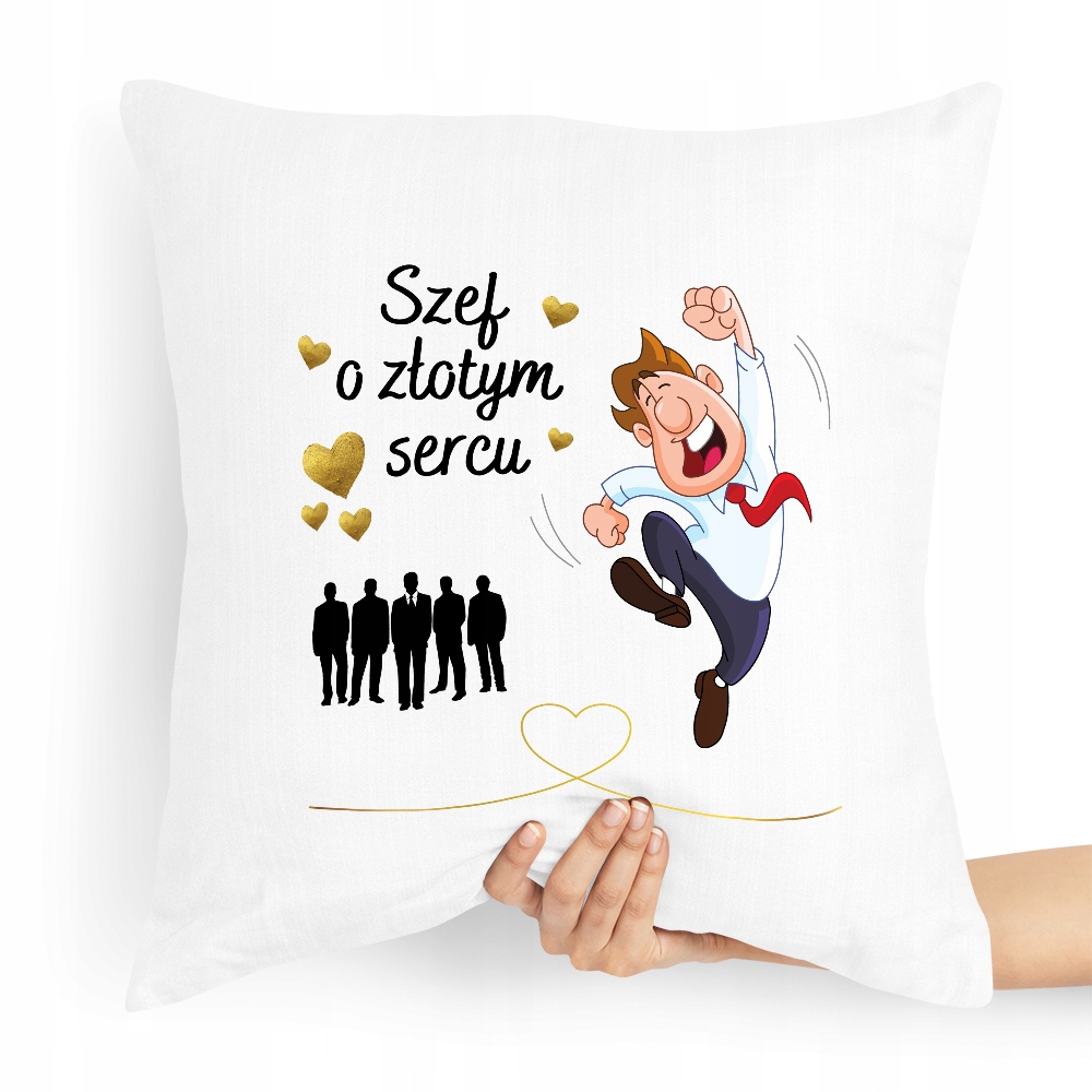 Poduszka Prezent Dla Szefa O Złotym Sercu Z Nadrukiem Ze Zdjęciem