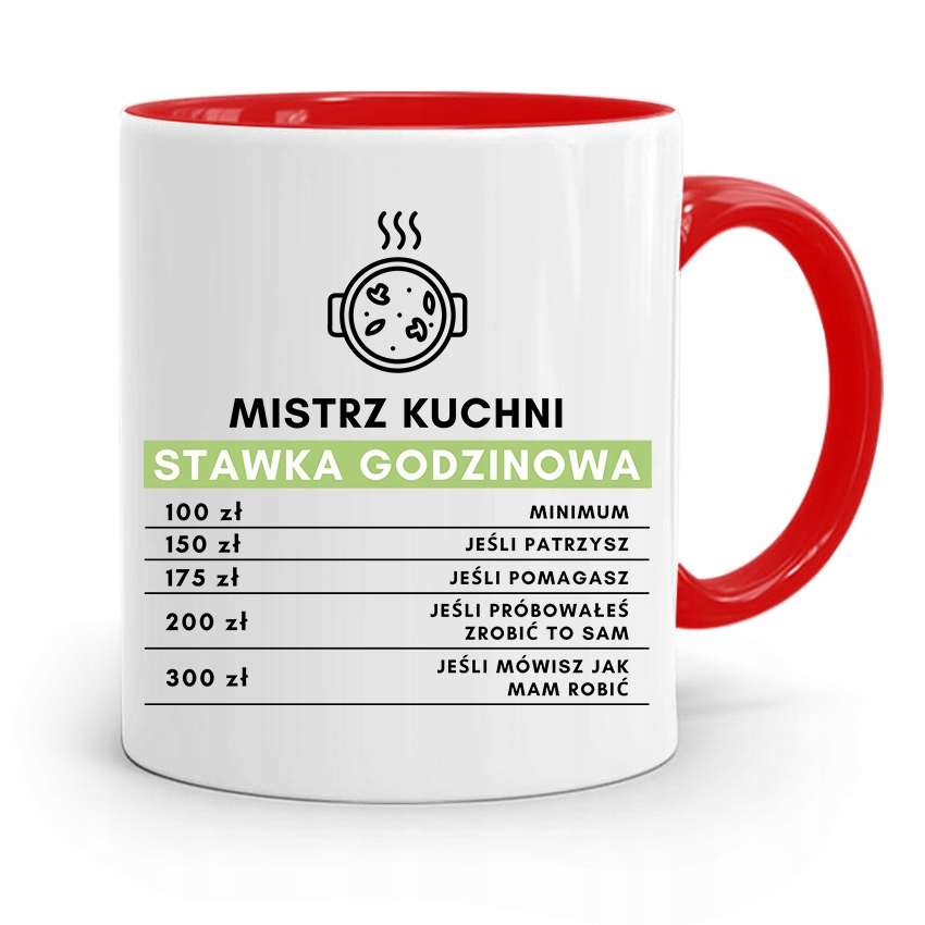 Kubek Czerwony Dla Kucharza Stawka Godzinowa Z Nadrukiem Ze Zdjęciem