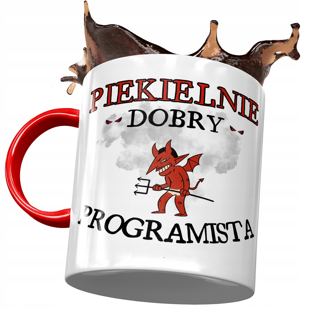 Kubek Czerwony Dla Programisty Piekielnie Dobry Z Nadrukiem Ze Zdjęciem