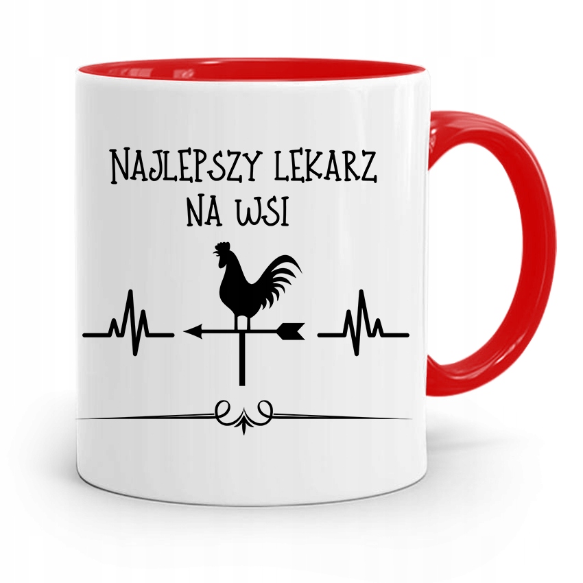 Kubek Czerwony Dla Doktora Najlepszy Lekarz Na Wsi Z Nadrukiem Ze Zdjęciem