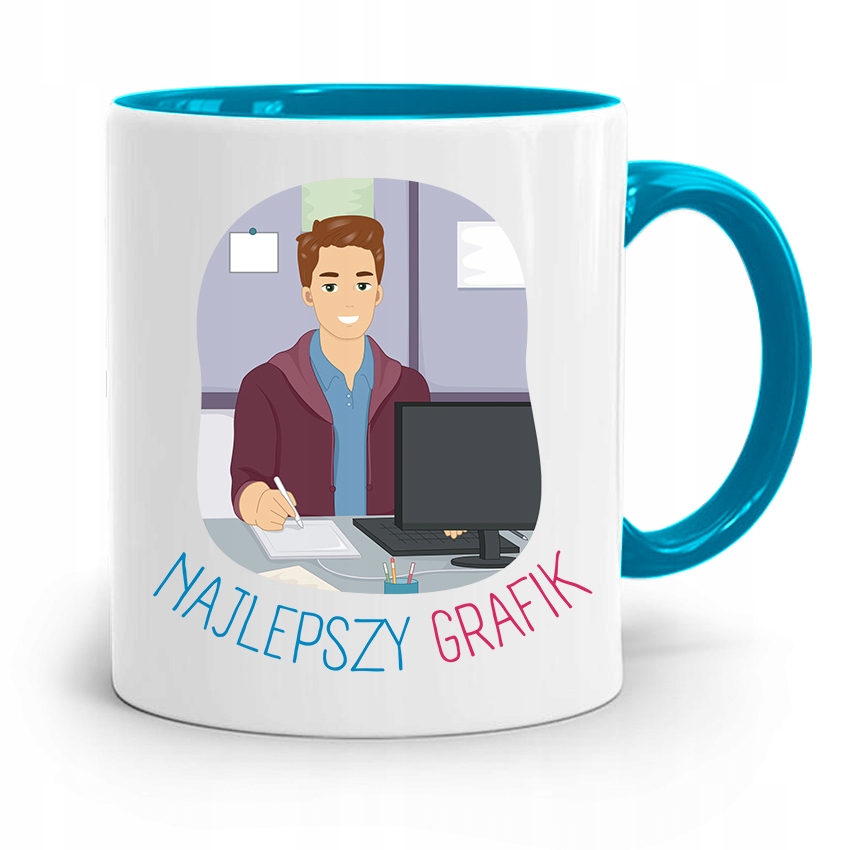 Kubek Błękitny Dla Grafika Najlepszy Grafik Z Nadrukiem Ze Zdjęciem