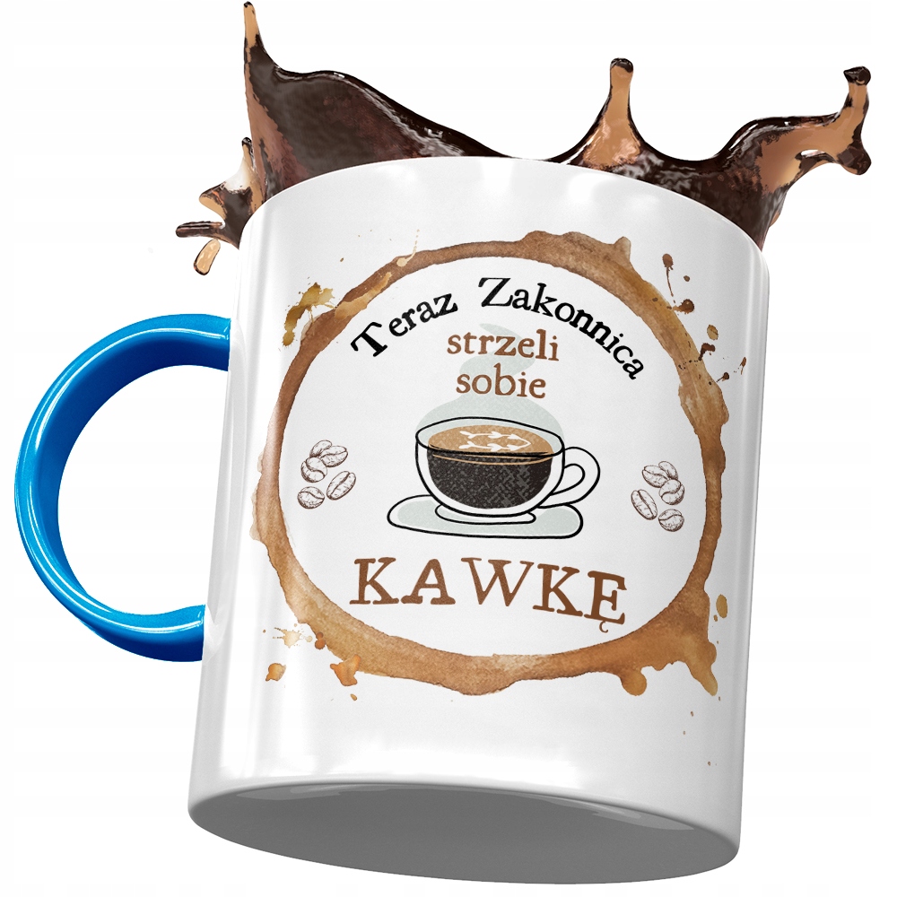 Kubek Błękitny Dla Zakonnicy Strzeli Sobie Kawkę Z Nadrukiem Ze Zdjęciem