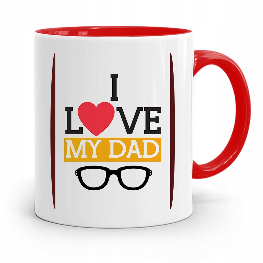 Kubek Czerwony Dla Taty Ojca I Love My Dad Prezent Z Nadrukiem Ze Zdjęciem