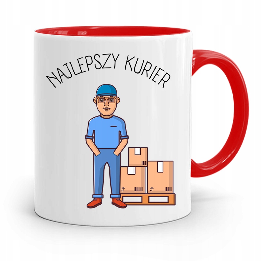 Kubek Czerwony Dla Kuriera Najlepszy Kurier Z Nadrukiem Ze Zdjęciem
