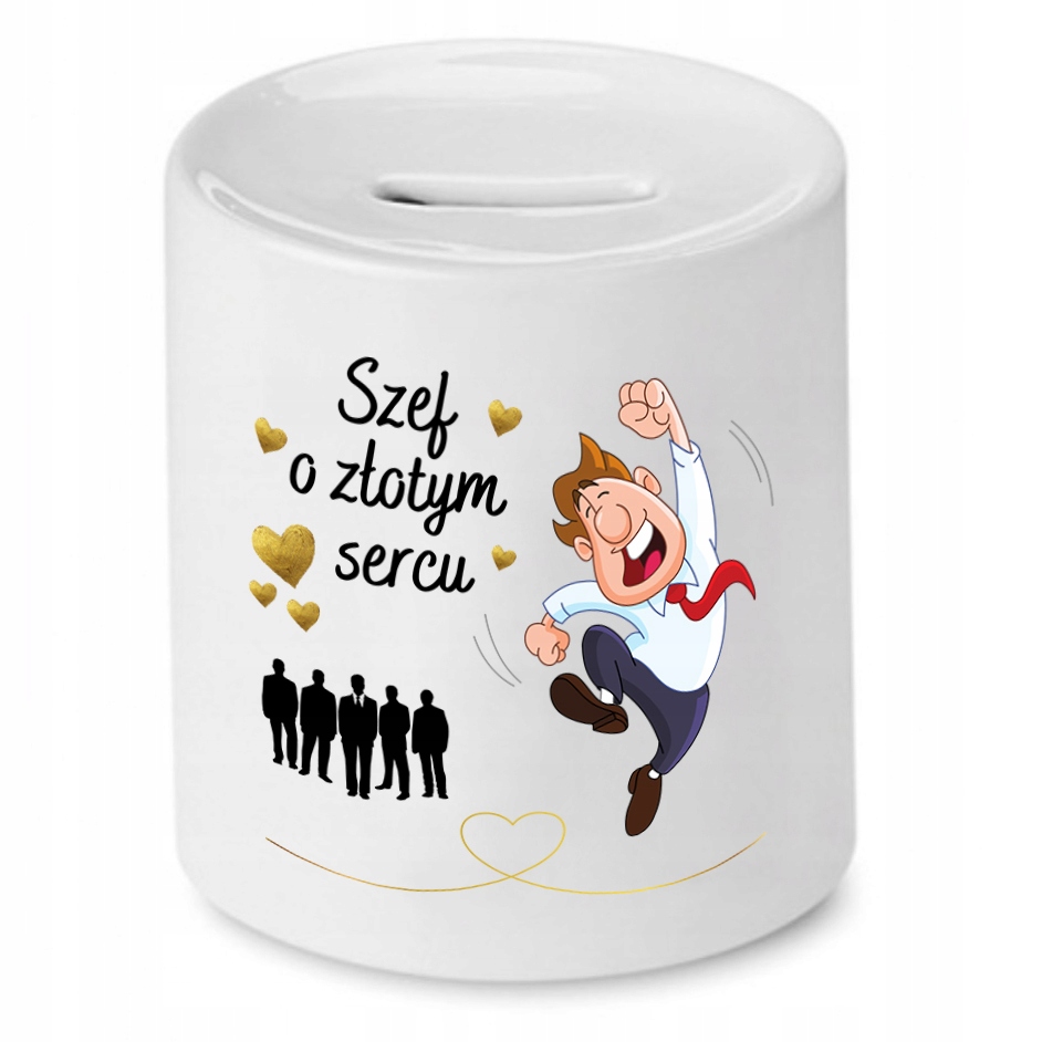 Skarbonka Dla Szefa O Złotym Sercu Prezent Z Nadrukiem Ze Zdjęciem Z Nadruk