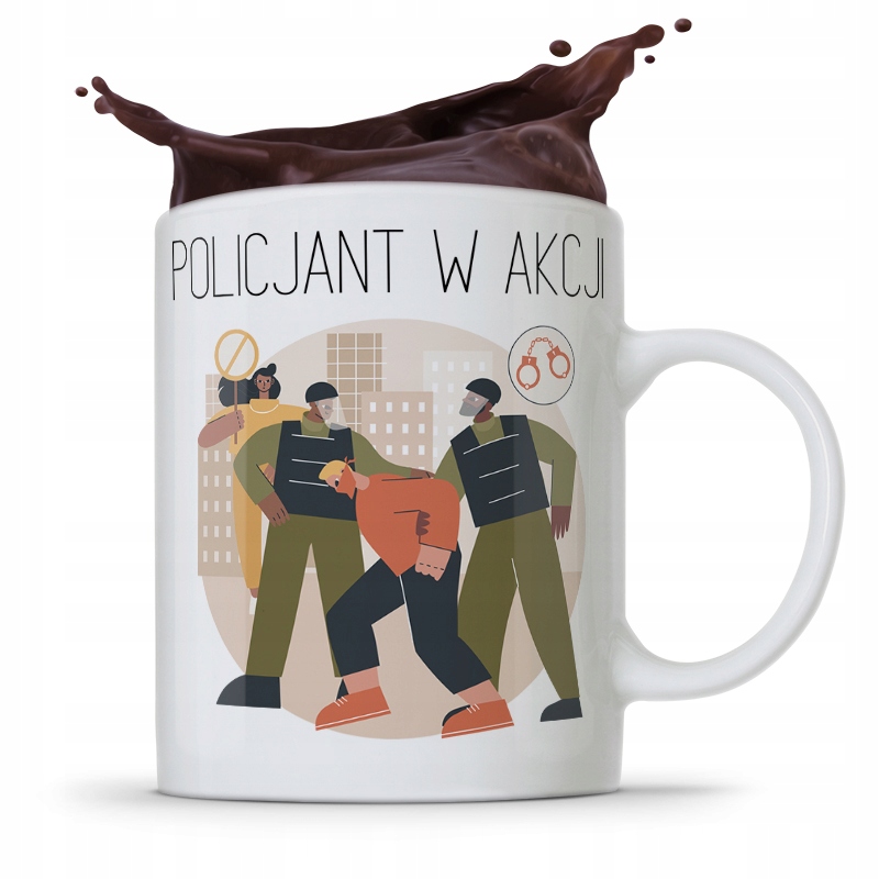 Kubek Prezent Dla Policjanta Policjantki W Akcji! Z Nadrukiem Ze Zdjęciem