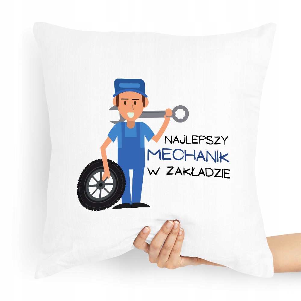 Poduszka Dla Najlepszego Mechanika W Zakładzie Z Nadrukiem Ze Zdjęciem