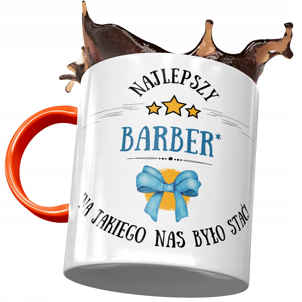 Kubek Pomarańczowy Dla Barbera Najlepszy Barber Z Nadrukiem Ze Zdjęciem