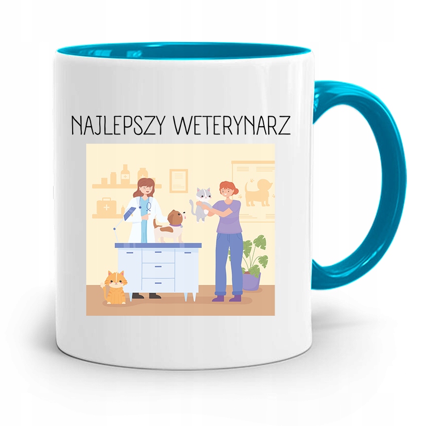 Kubek Błękitny Weterynarza Najlepszy Weterynarz Z Nadrukiem Ze Zdjęciem