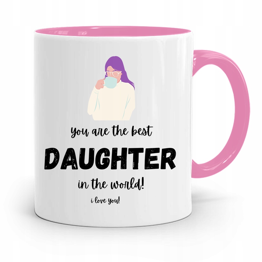 Kubek Różowy Prezent Dla Córki Best Daughter Z Nadrukiem Ze Zdjęciem