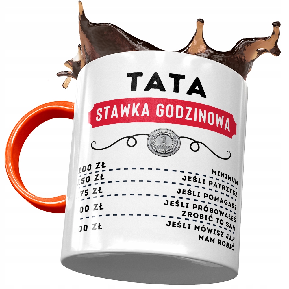 Kubek Pomarańczowy Dla Taty Ojca Na Dzień Taty Z Nadrukiem Ze Zdjęciem