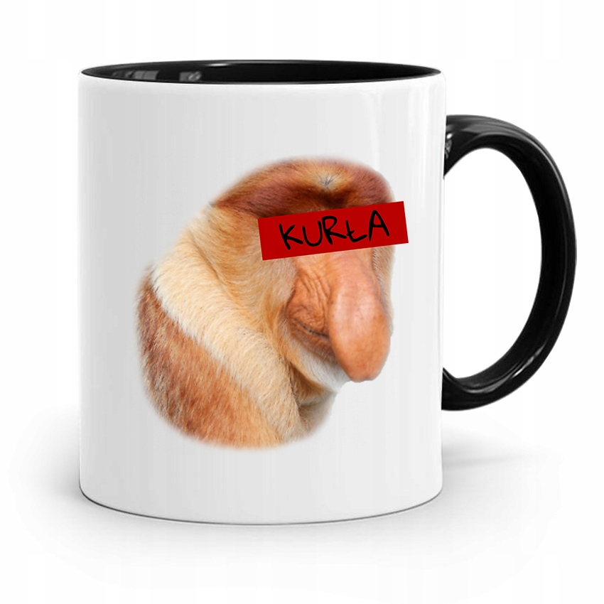 Kubek Czarny Śmieszny Nosacz Janusz Kurła Prezent Z Nadrukiem Ze Zdjęciem