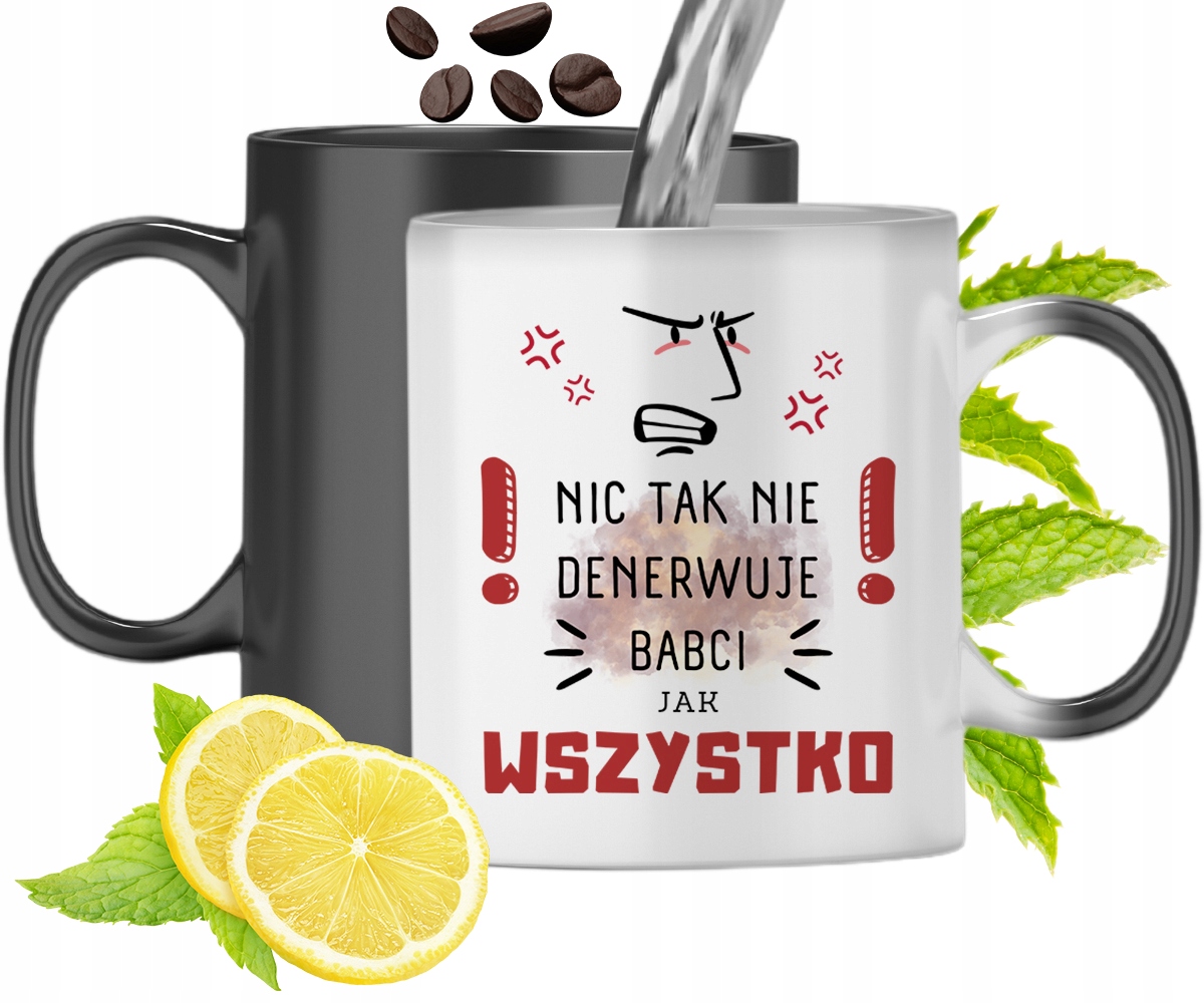 Kubek Magiczny Dla Babci Czarny Zmieniający Kolor Z Nadrukiem Ze Zdjęciem