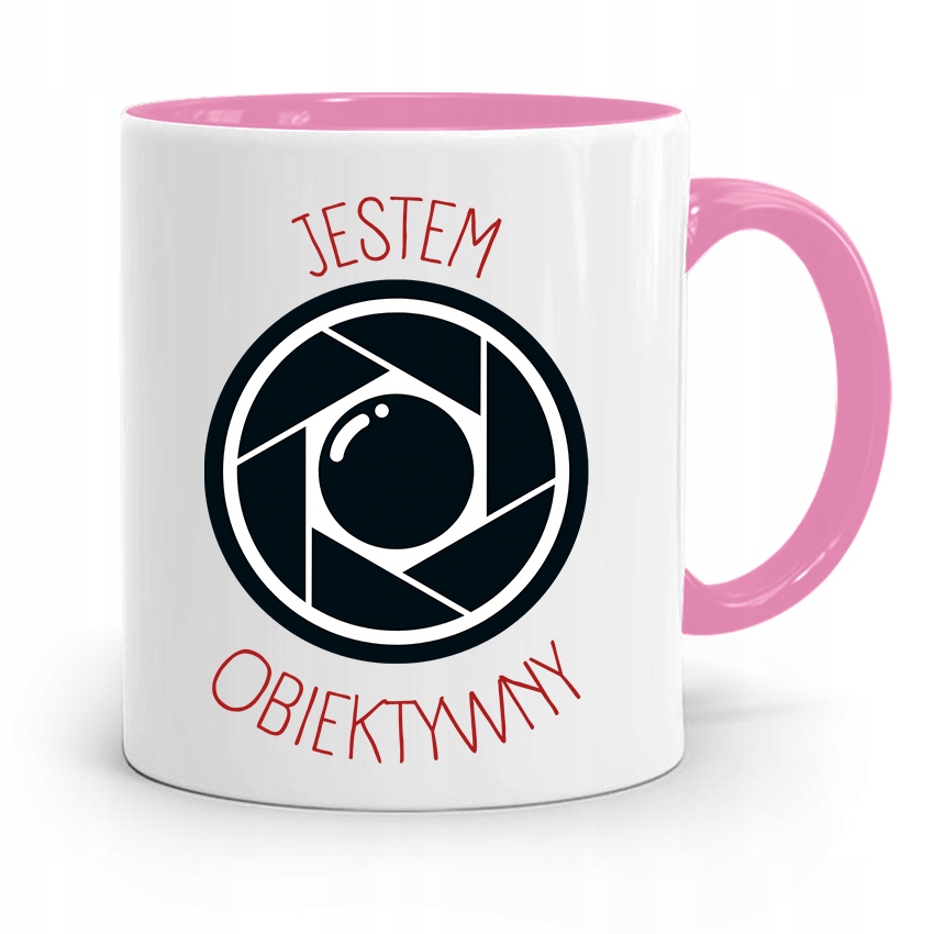Kubek Różowy Dla Fotografa Jestem Obiektywny Z Nadrukiem Ze Zdjęciem