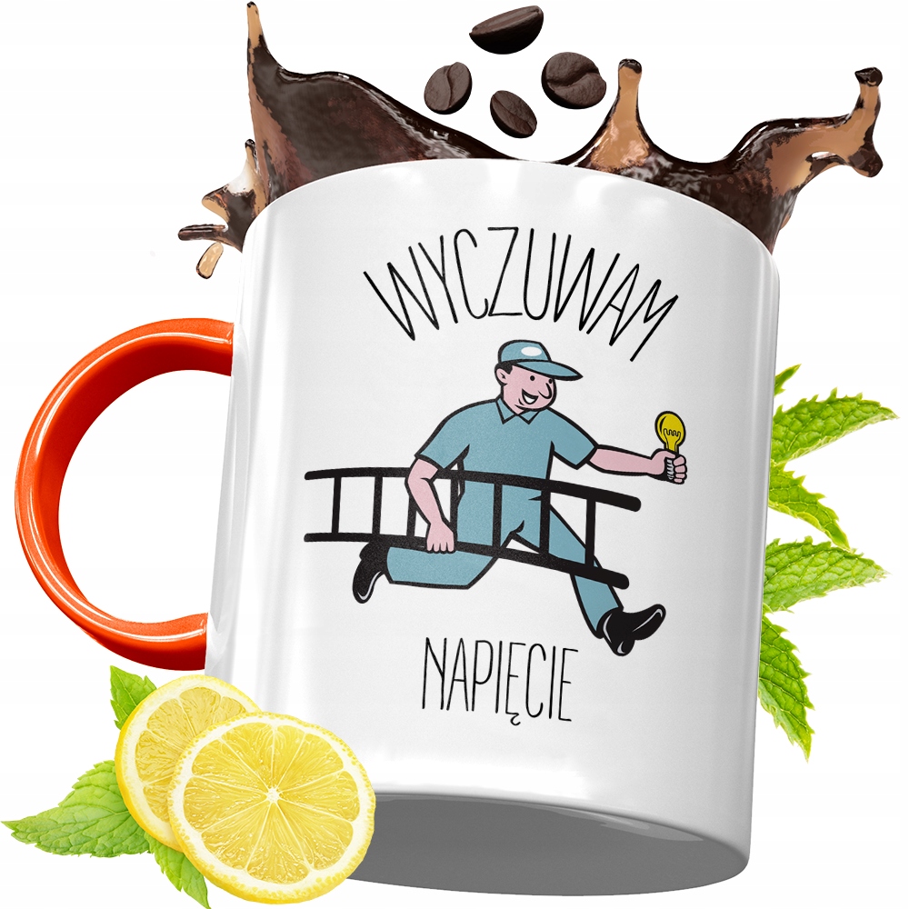 Kubek Pomarańczowy Dla Elektryka Idealny Prezent Z Nadrukiem Ze Zdjęciem