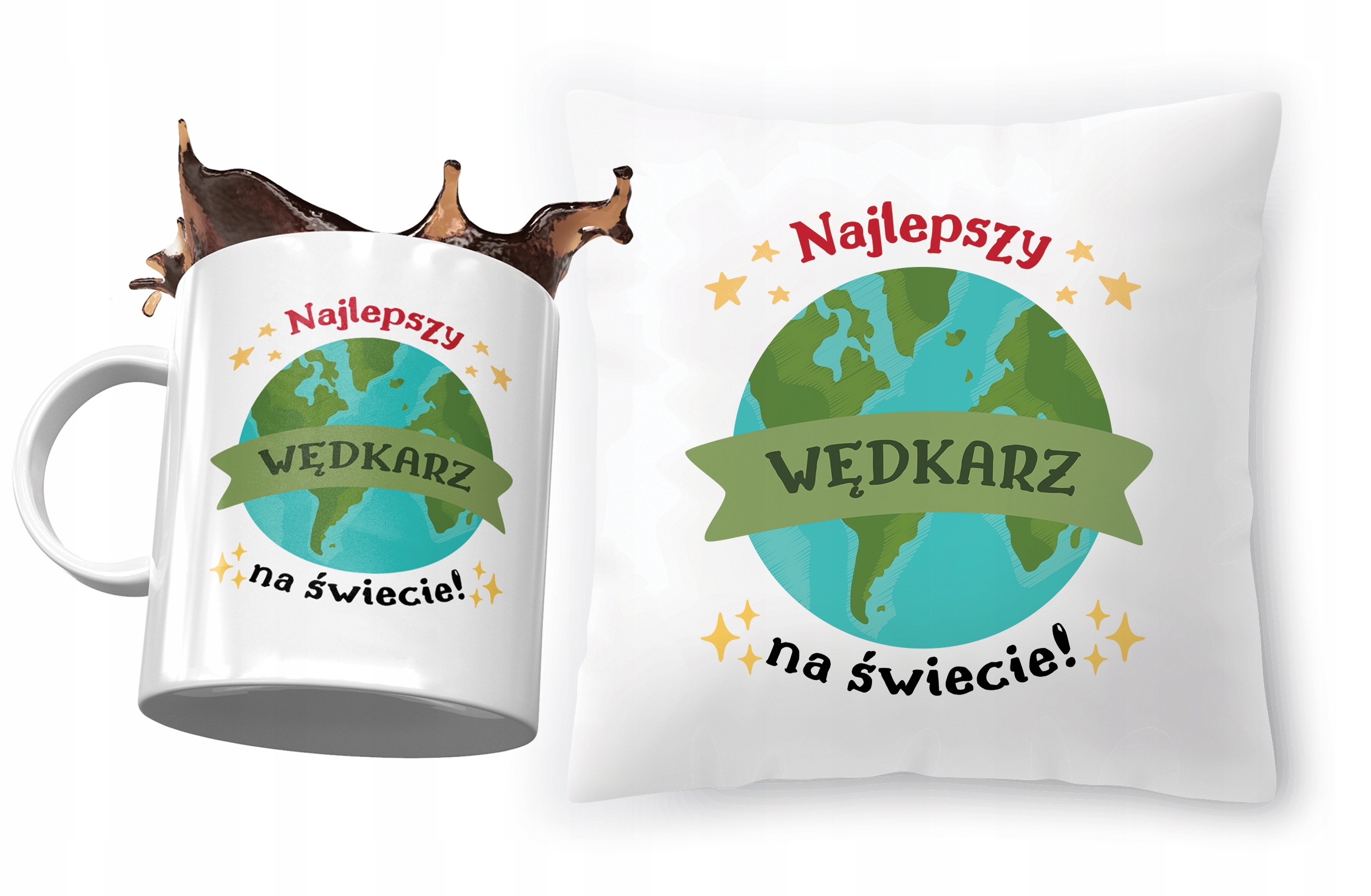 Dla Wędkarza Zestaw Poduszka + Kubek Na Prezent Z Nadrukiem Ze Zdjęciem