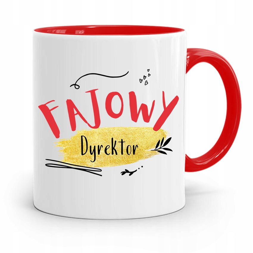 Dla Dyrektora Kubek Czerwony Fajowy Dyrektor Z Nadrukiem Ze Zdjęciem