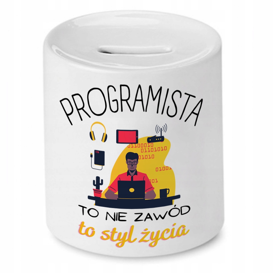 Skarbonka Informatyka Programisty To Styl Życia Z Nadrukiem Ze Zdjęciem