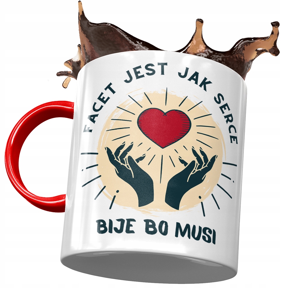 Kubek Czerwony Śmieszny Facet Jest Jak Serce Z Nadrukiem Ze Zdjęciem