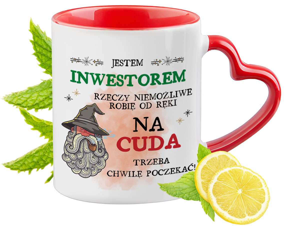 Kubek Dla Inwestora Czerwony Z Uszkiem W Kształcie Serca Na Prezent