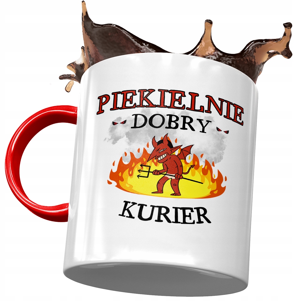 Kubek Czerwony Dla Kuriera Piekielnie Dobry Kurier Z Nadrukiem Ze Zdjęciem