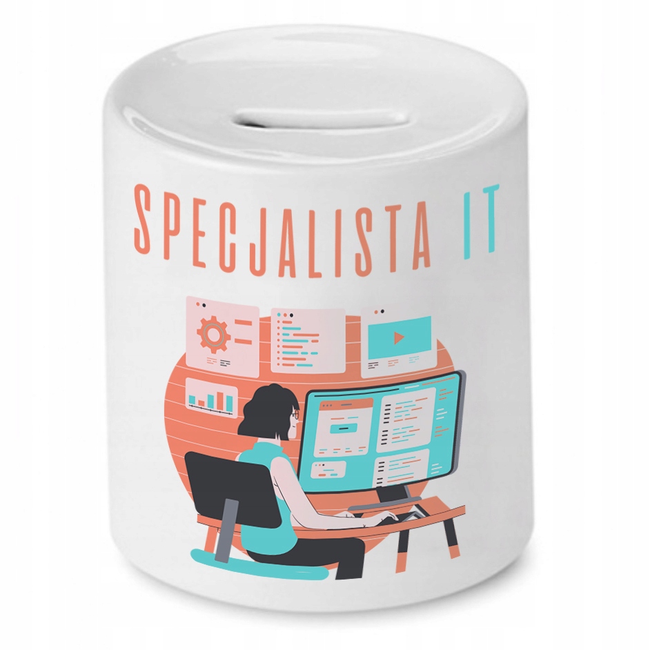Skarbonka Informatyka Programisty Specjalista It Z Nadrukiem Ze Zdjęciem
