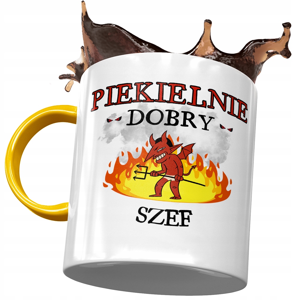 Kubek Żółty Dla Szefa Piekielnie Dobry Szef Z Nadrukiem Ze Zdjęciem