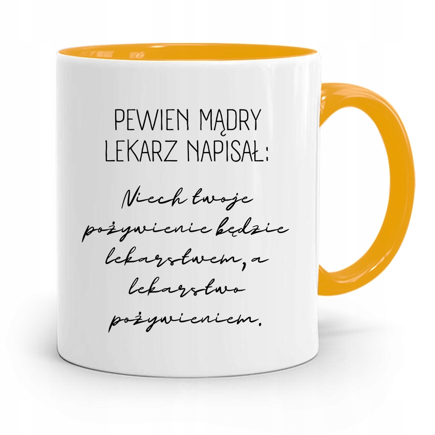 Kubek Żółty Dla Doktora Pewien Mądry Lekarz Z Nadrukiem Ze Zdjęciem