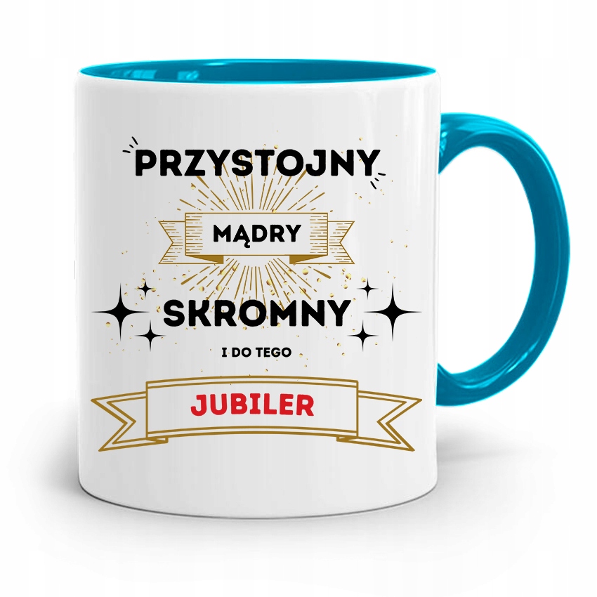 Dla Jubilera Kubek Błękitny Przystojny Mądry Z Nadrukiem Ze Zdjęciem