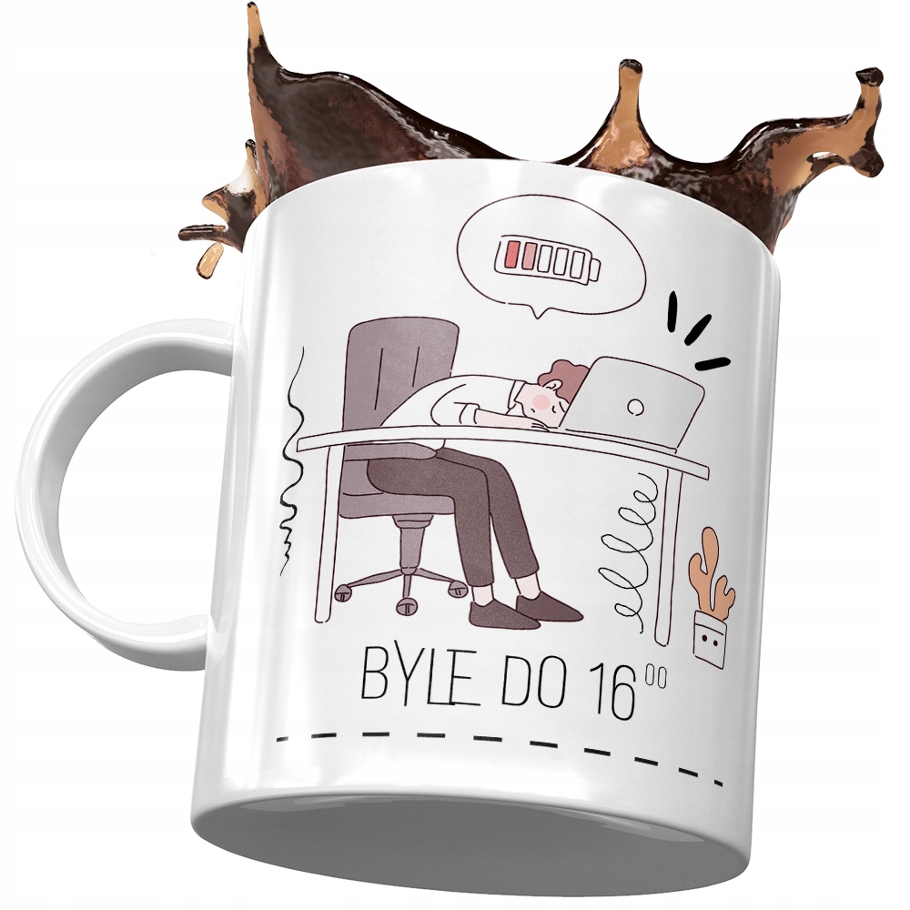 Kubek Śmieszny Zabawny Byle Do 16:00 Prezent Z Nadrukiem Ze Zdjęciem