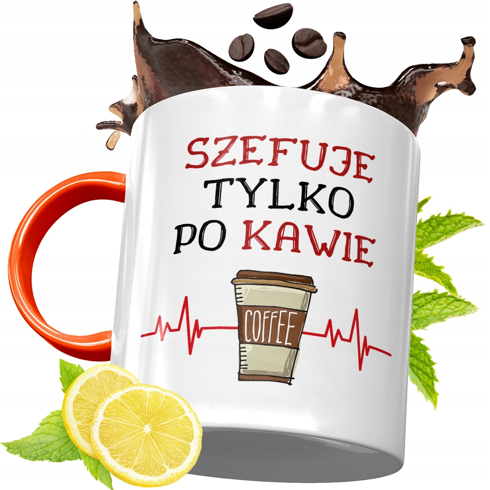 Kubek Pomarańczowy Dla Szefa Prezent Z Nadrukiem Ze Zdjęciem