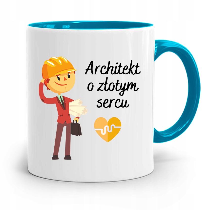 Kubek Błękitny Architekta O Złotym Sercu Prezent Z Nadrukiem Ze Zdjęciem
