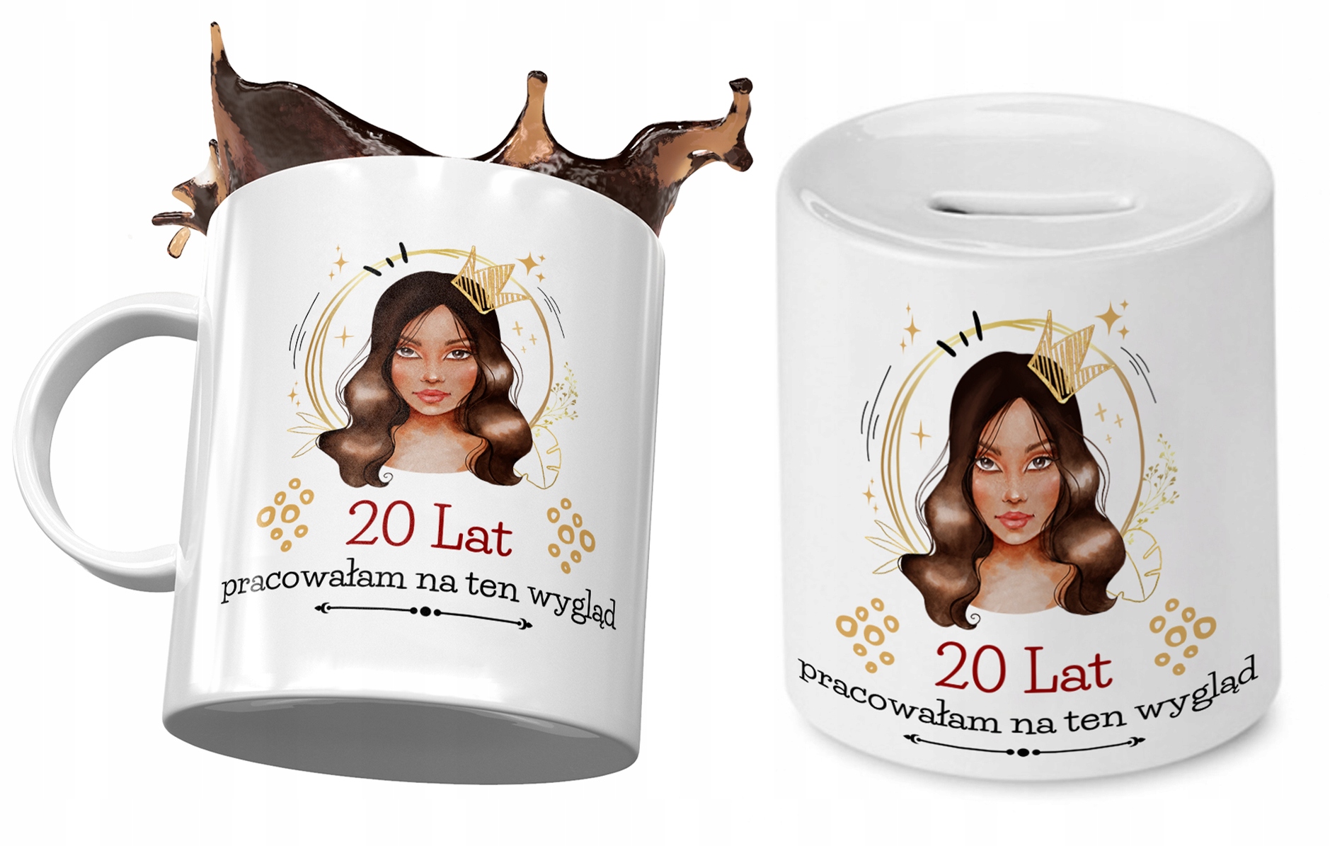 20 Urodziny Zestaw Kubek + Skarbonka Na Prezent Z Nadrukiem Ze Zdjęciem