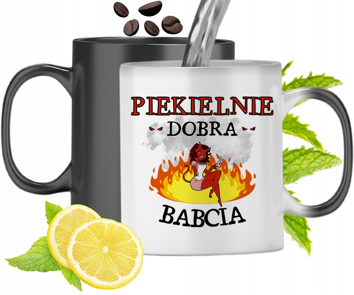 Kubek Magiczny Dla Babci Czarny Zmieniający Kolor Z Nadrukiem Ze Zdjęciem