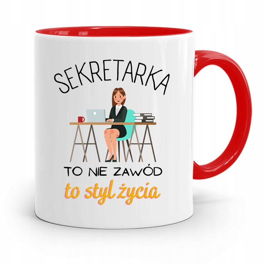 Kubek Czerwony Prezent Sekretarki To Styl Życia Z Nadrukiem Ze Zdjęciem
