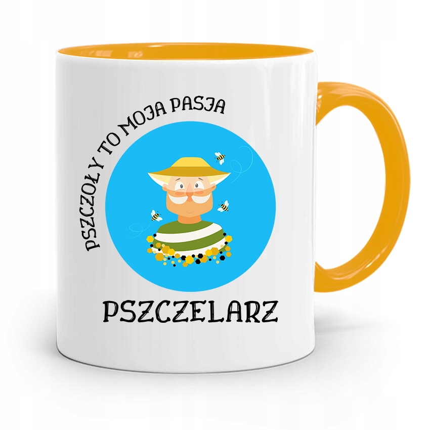 Kubek Zółty Dla Pszczelarza Pszczoły To Moja Pasja Z Nadrukiem Ze Zdjęciem