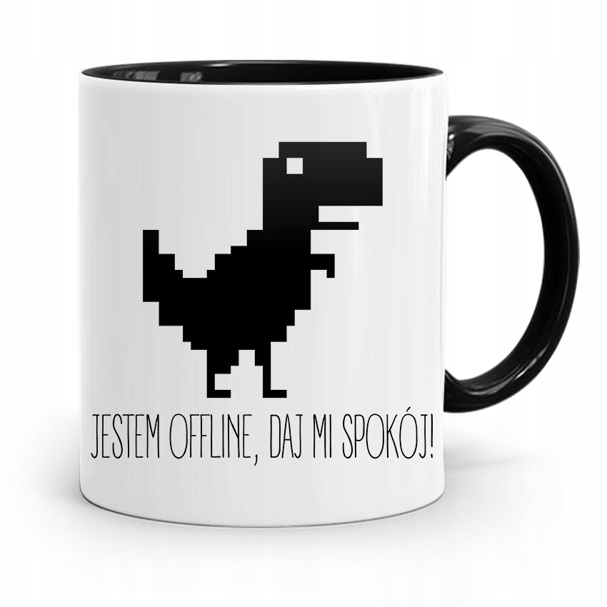 Kubek Czarny Informatyka Programisty Jestem Ofline Z Nadrukiem Ze Zdjęciem